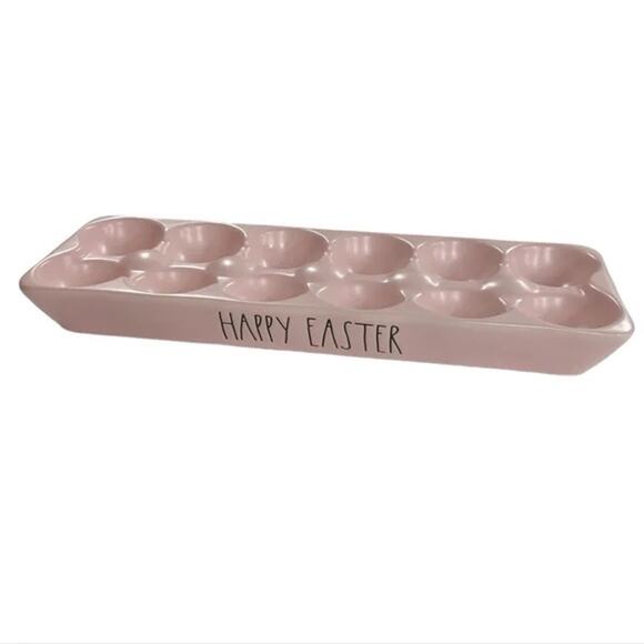 RAE DUNN Easter Artisan Collection by Magenta Happy Easter Pink Egg Tray NEW
